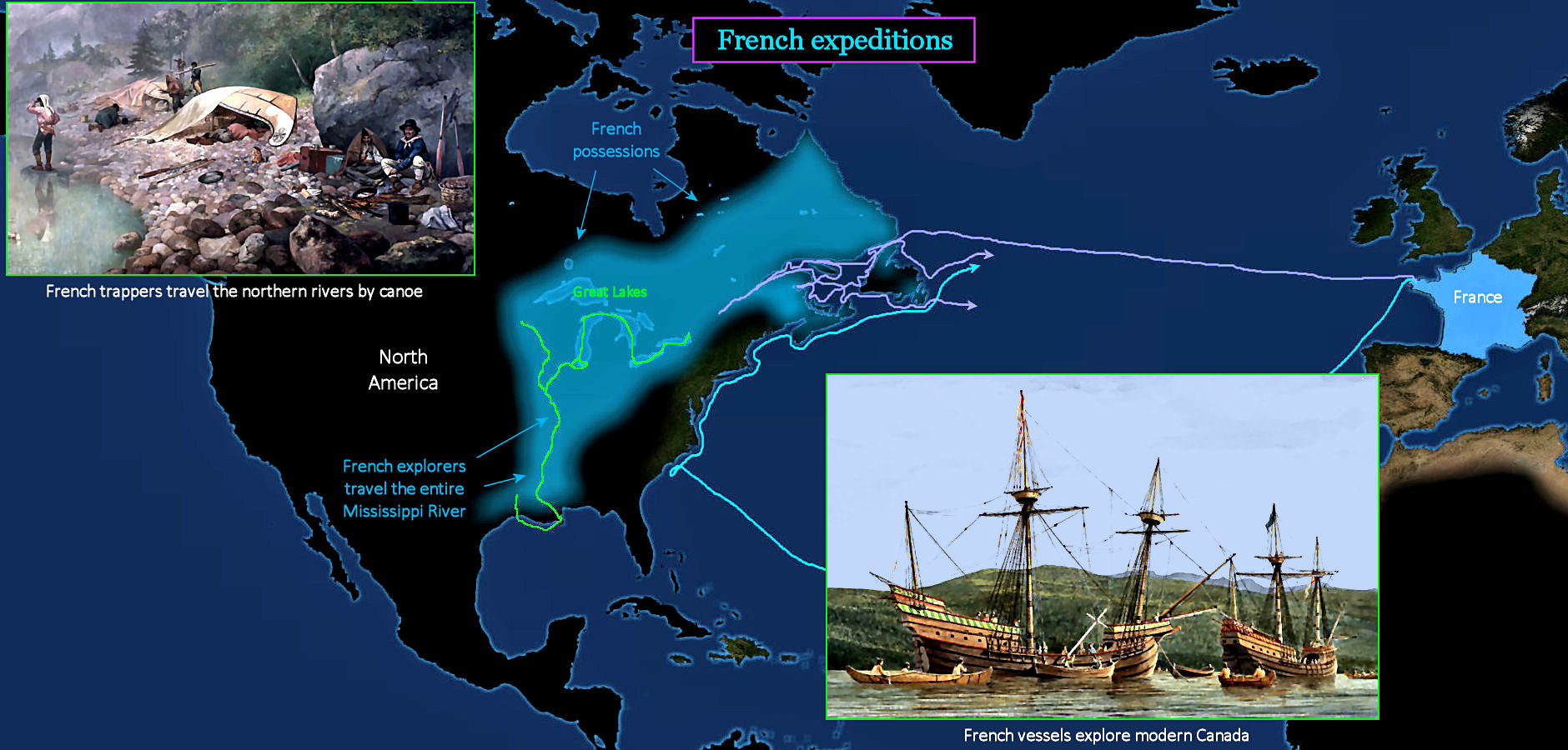 French exploration, 1500s map